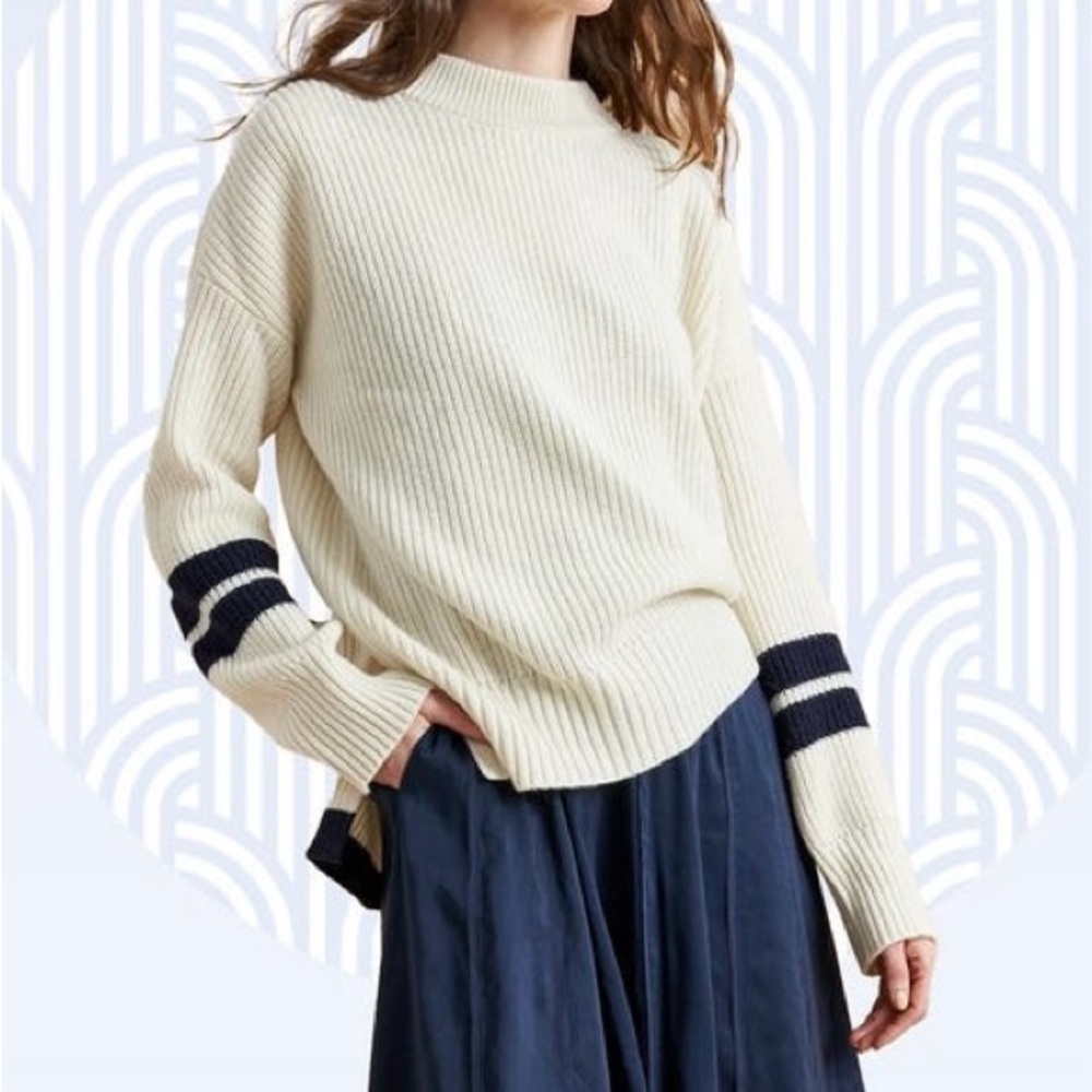 La Ligne Collegiate Cashmere Sweater in ivory size XS